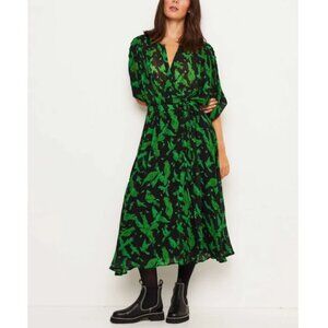 Essentiel Antwerp Women's Green 3/4 Sleeve Oversized Evray Wrap Dress Size M